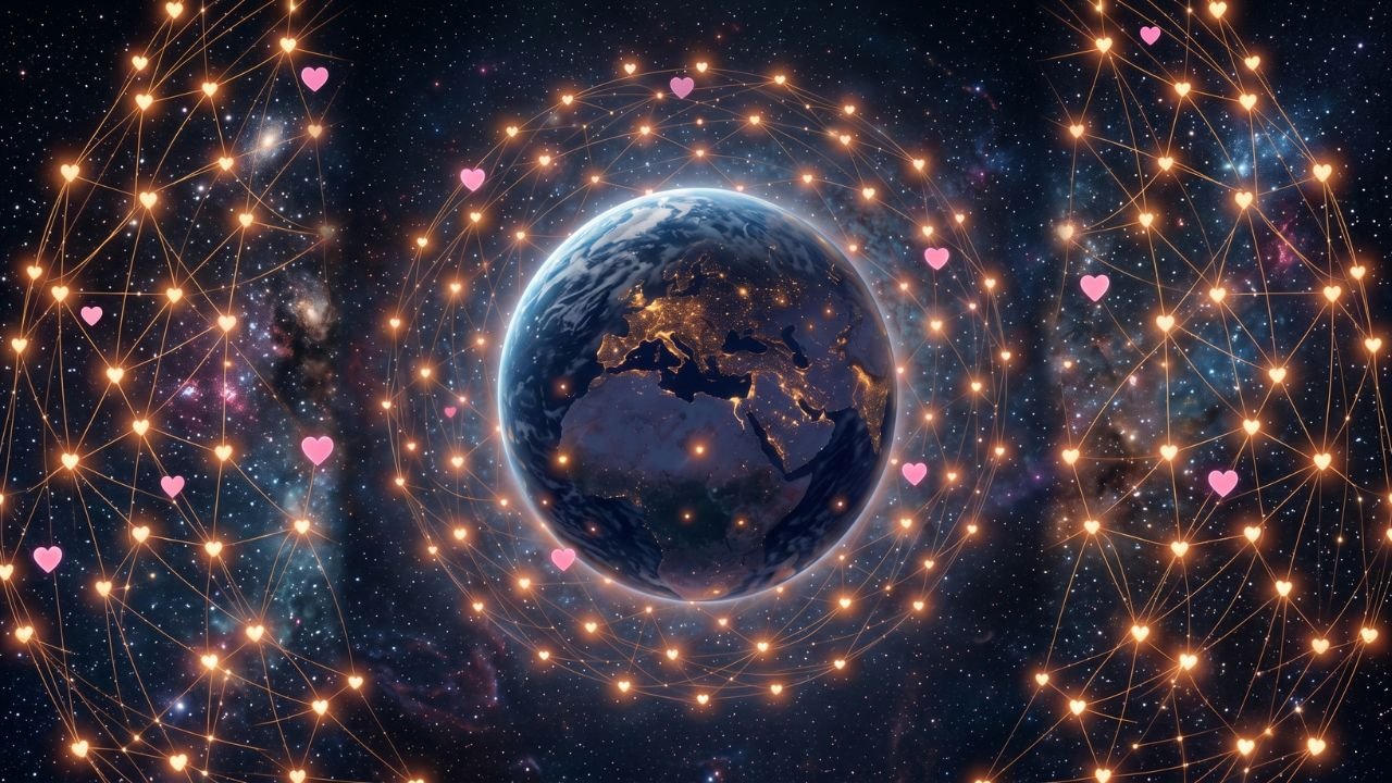 Terra con rete di cuori